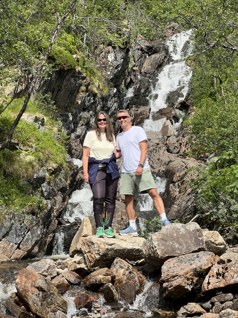 Beate and Martin at Voringfossen in Norway with the Planet Green Team
